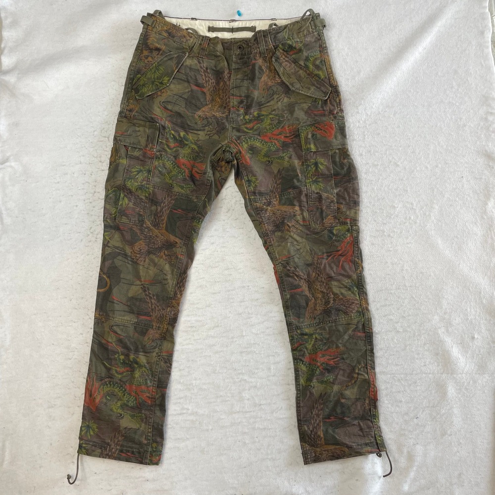 Ralph Lauren Cargo Pants Mens 32x32 Green Dragon Eagle Camo Military Surplus Div